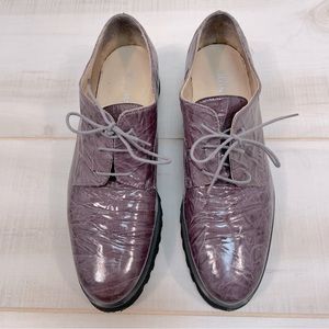 Ron White Grey Marble Leather Tie Shoes Vibram Soles Sz 39